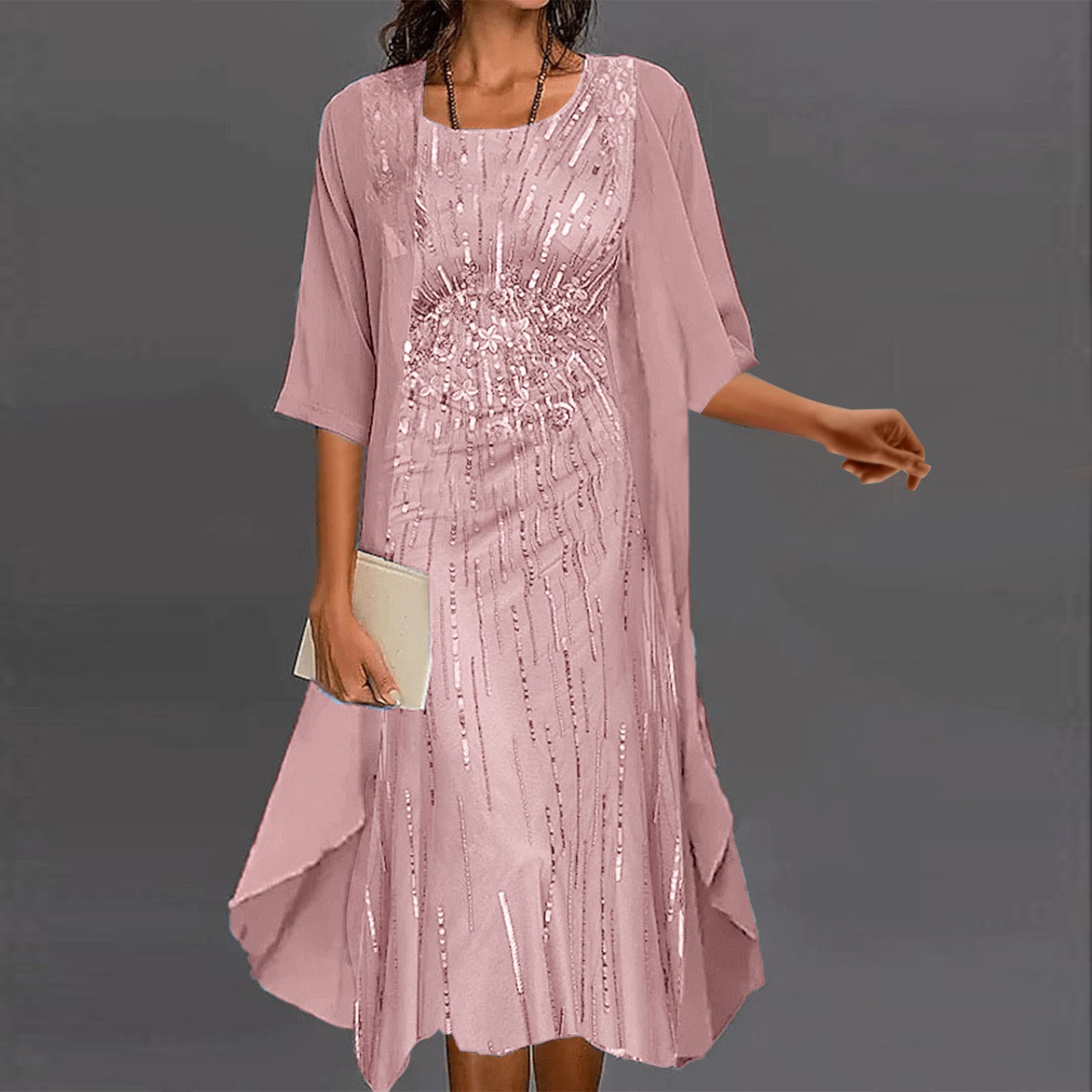 Robe de cocktail longue élégante pour femme, robe vintage en fibre, cardigan en tulle, ensemble deux pièces, tenues d'été