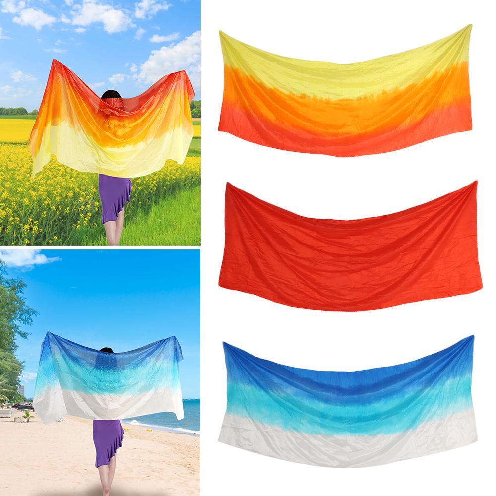 Voiles de danse orientale 100% soie, couleur dégradée, texture légère, châles, foulards et accessoires de costumes pour femmes