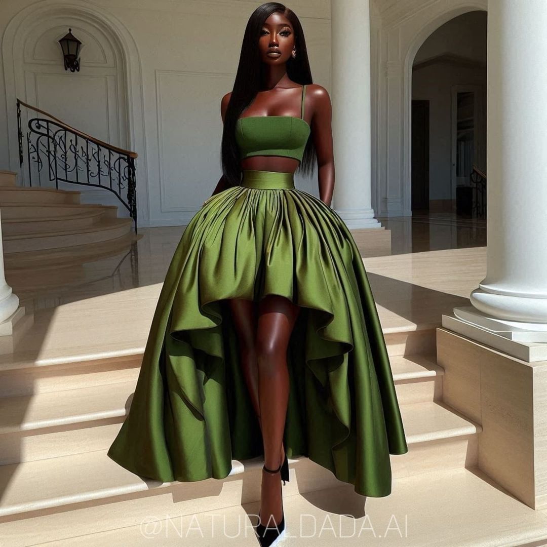 Jupe courte en satin vert sur mesure, 6 options, haut bas, jupes de soirée, longue plissée, taffetas, jupe maxi formelle africaine