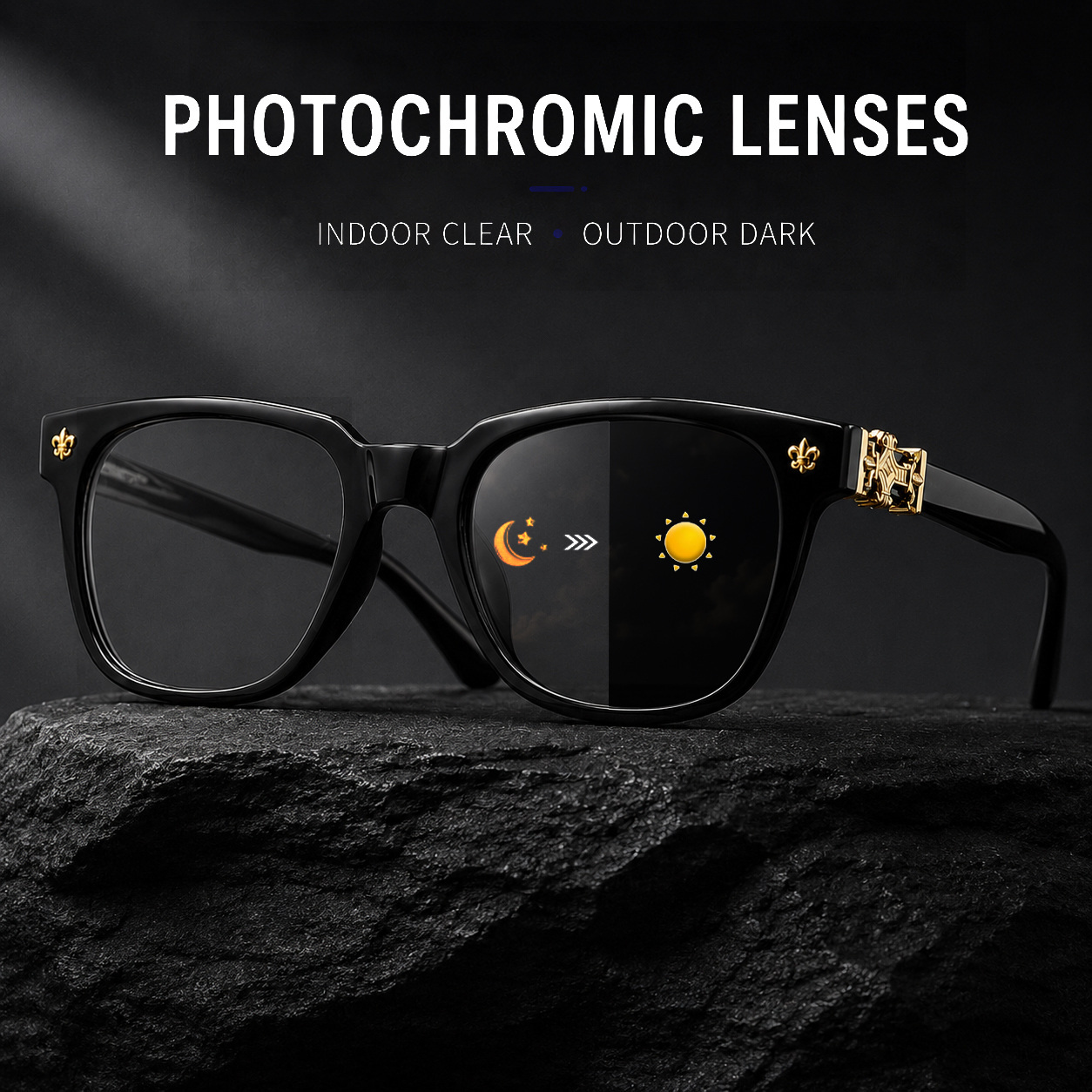 Lunettes de soleil photochromiques unisexes UV400, monture carrée rétro, verres à transition, pour la conduite en extérieur, lunettes de mode pour hommes et femmes