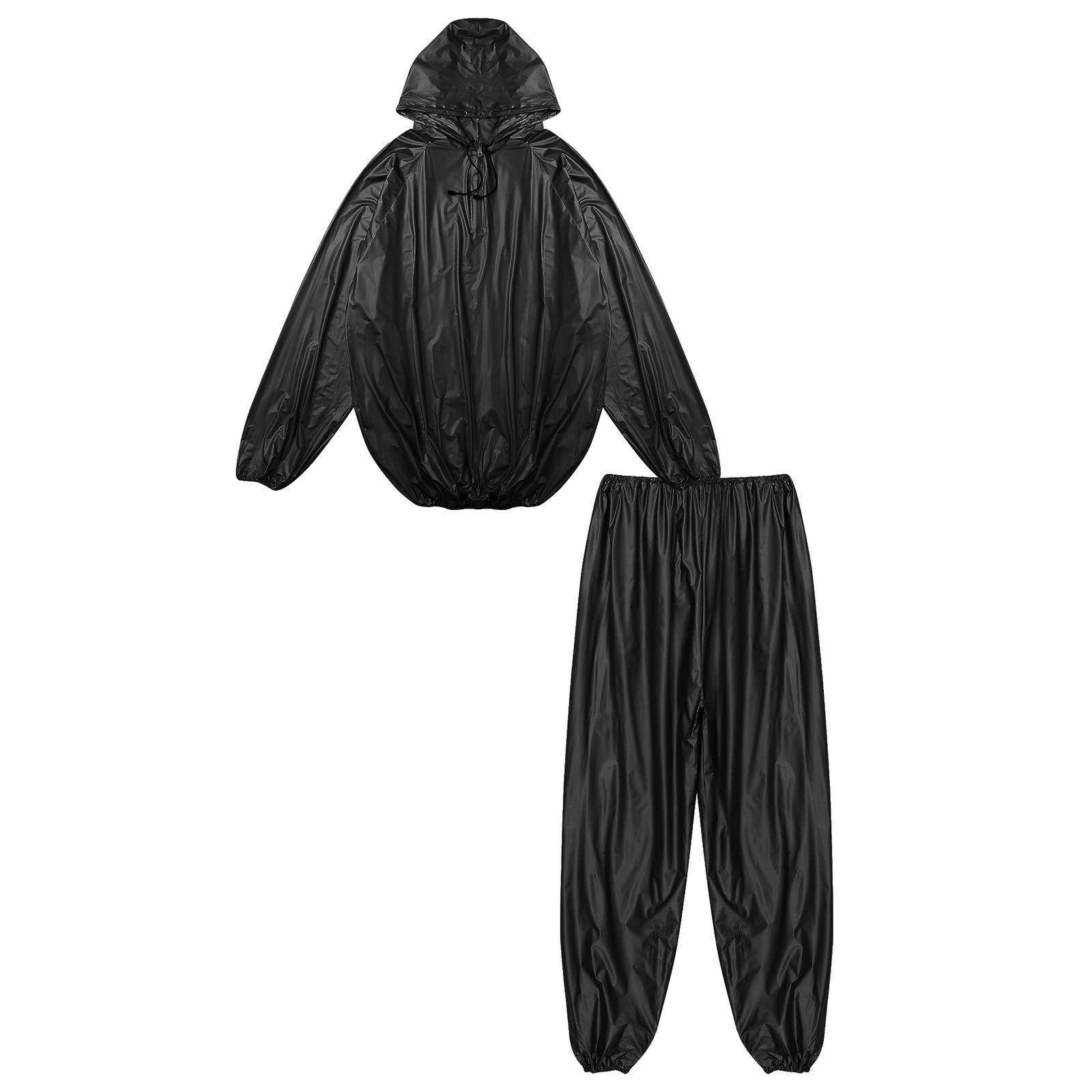 Tenues de sport pour hommes, ensembles de sudation de sauna, veste à capuche à manches longues, vêtements d'extérieur et pantalons longs, combinaison de transpiration en PVC pour l'entraînement en salle de sport, le yoga