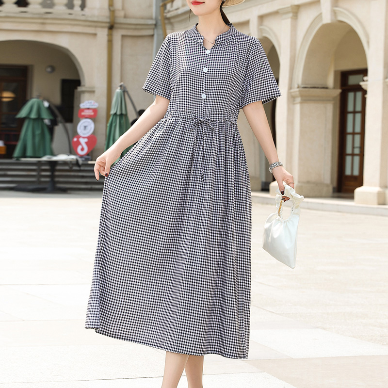 Nouvelles robes pour femmes, vintage, manches courtes, en coton, grande taille, mignonnes, raffinées, nobles, tendance, robe d'été