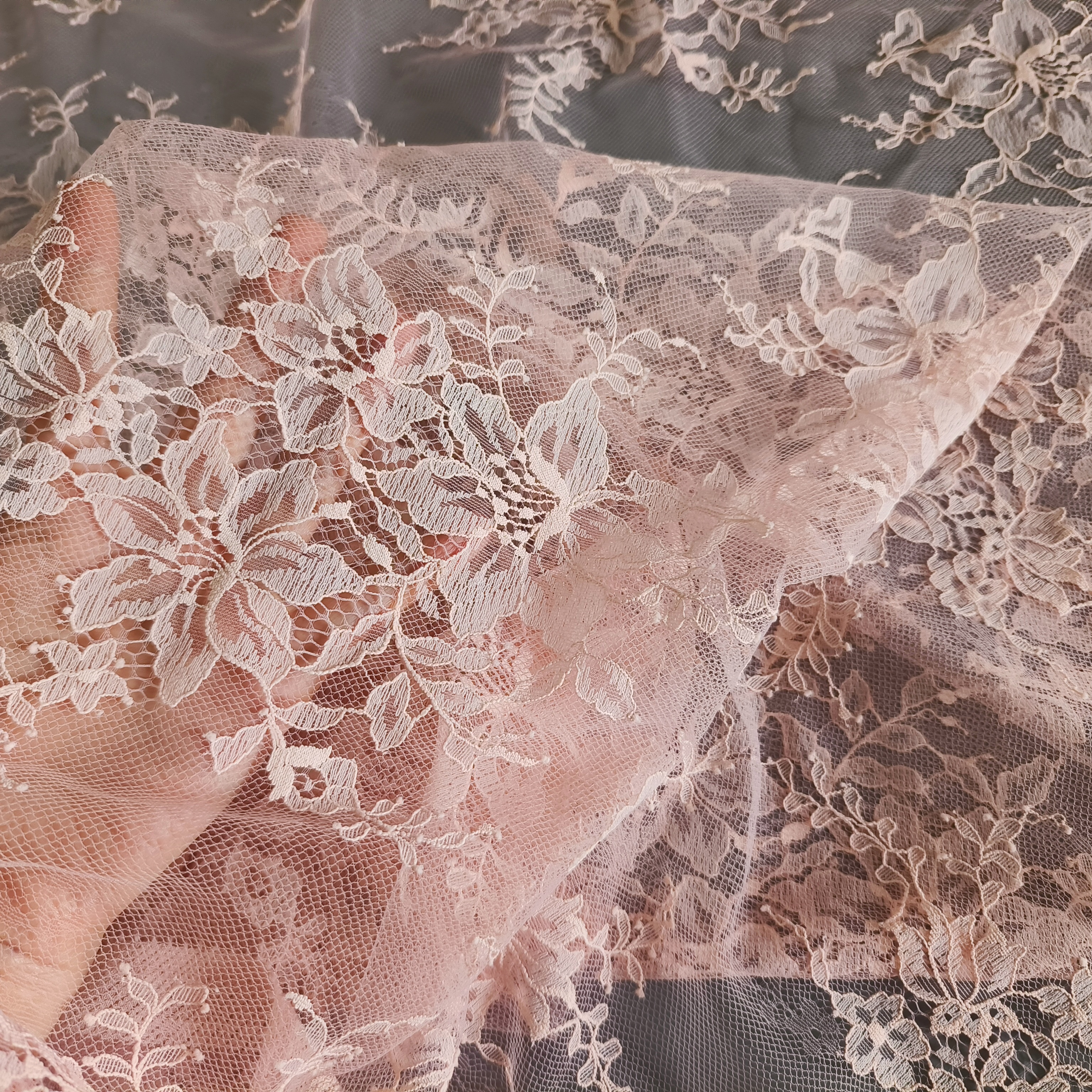 Tissu à coudre pour vêtements, rose doux, pour robe de mariée, tissu classique en dentelle Chantilly