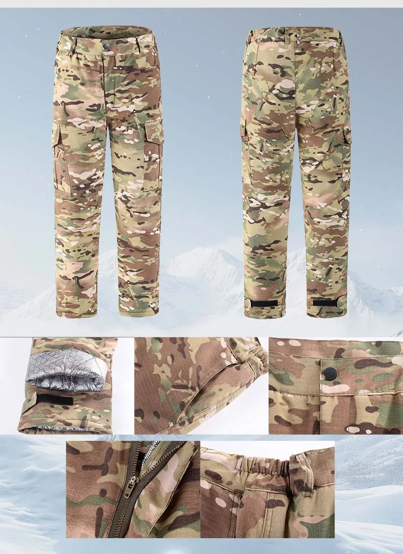 Manteaux chauds à réflexion thermique pour hommes, pantalons Cargo décontractés multi-poches, ensembles tactiques de Camouflage de Combat, pantalons de travail, vêtements masculins, nouvelle collection hiver