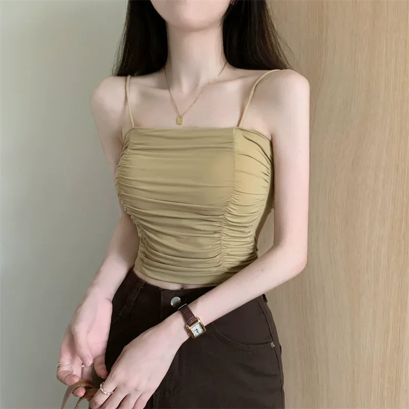 Haut femmes chemises Sexy sans manches bustiers filles hauts avec bretelles dame blanc Camisole rembourré soutiens-gorge femme vêtements haut Corset