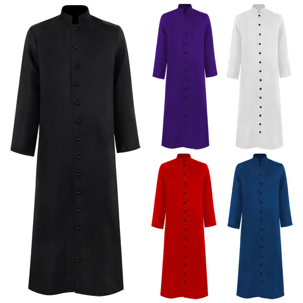 2025 Halloween Cosplay légende clergé Robe soutane Cincture médiévale clésiastique vestimentaires prêtre romain Robe soutane Costume