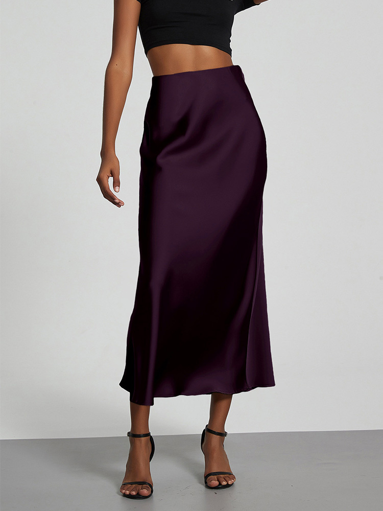 Jupe longue taille haute en satin pour femmes, jupe en queue de poisson, vêtements d'été chics, jupe basique décontractée, mode de fête, document solide, 2025