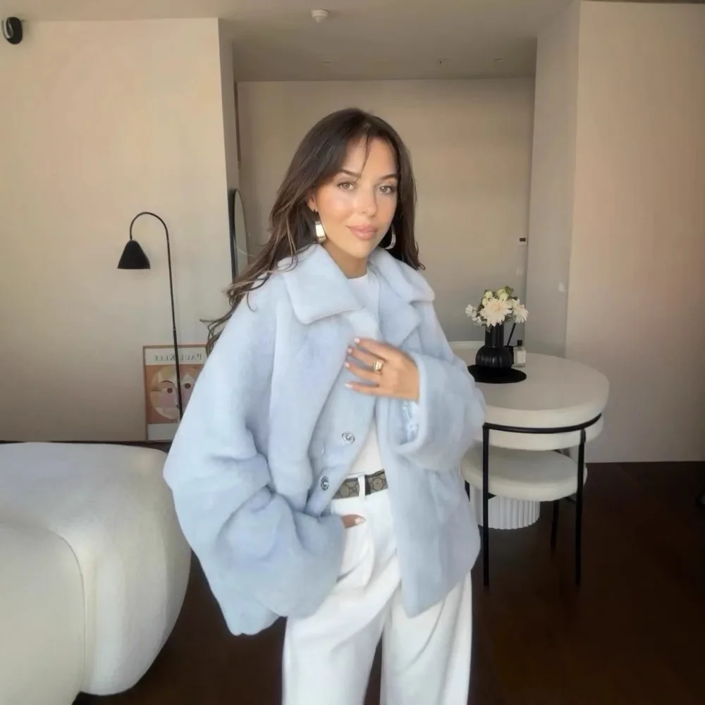 Manteau en laine à la mode pour femmes, Gluteti doux, fourrure, tempérament, haut de gamme, automne, hiver, nouvel article
