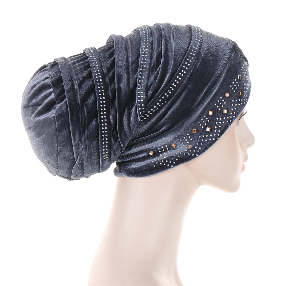 Hijabs d'intérieur en velours musulman pour femmes, bonnet croisé, capuchons de chimio, enveloppe de sauna en diamants, couvre-chef Islam, chapeau écharpe, turbans, accessoires pour cheveux