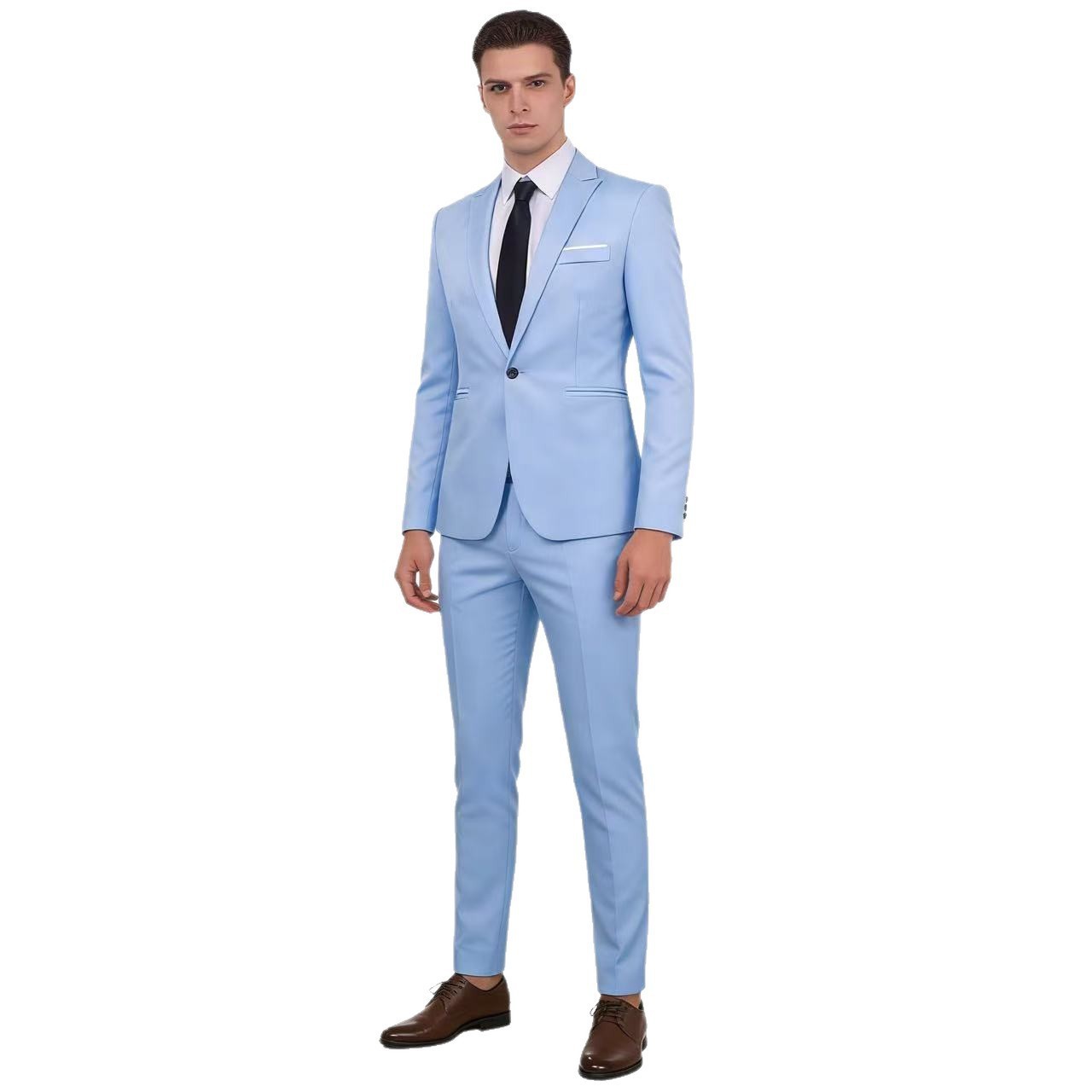 Ensemble de costume de mariage décontracté pour homme, style coréen, coupe ajustée, vêtements formels en tissu polyester, saison printemps-été-automne