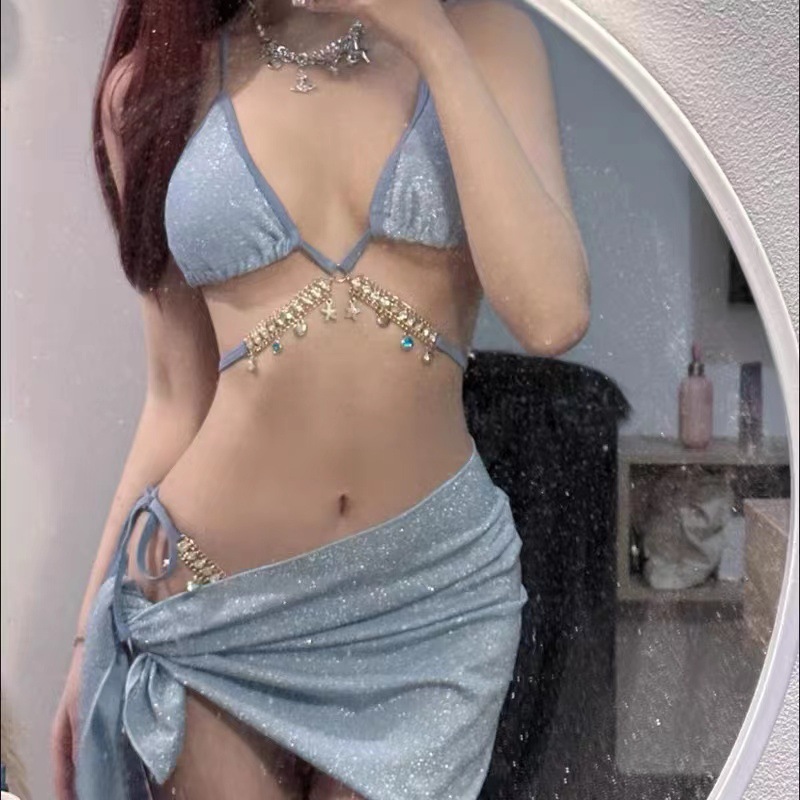 Femmes deux pièces maillot de bain taille haute Bikini jupe couvrir minceur maillot de bain Style pur plage vacances Instagram costume à la mode