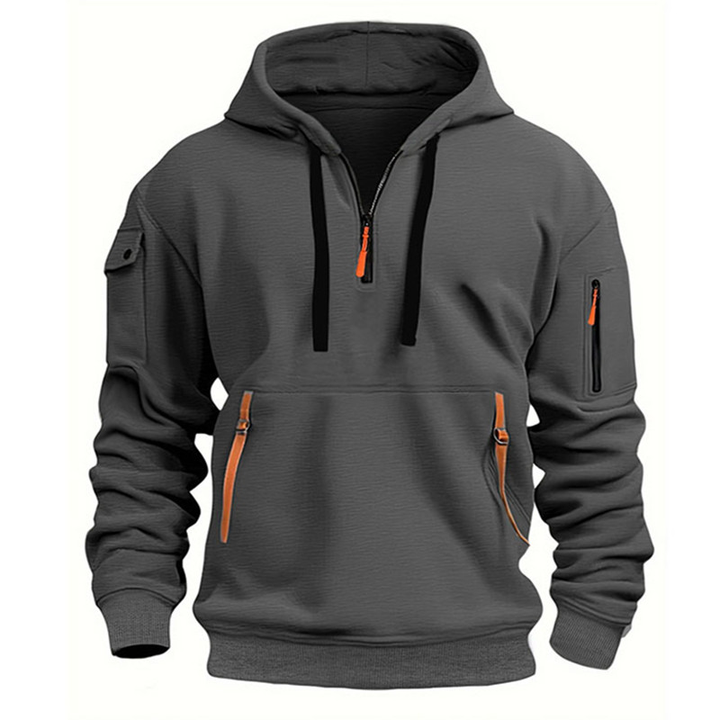 Sweat à capuche zippé multi-poches décontracté pour homme/femme, grande taille, coupe ample, pull tendance à manches longues