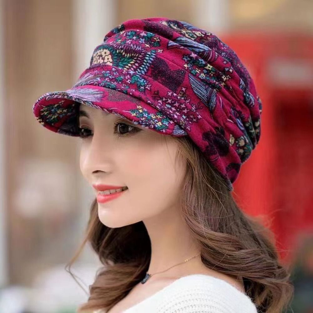 Femmes visière chapeau bonnet casquettes à bords courts chapeau à fleurs bonnet Slouch Cancer chimio casquettes chaud musulman bord chapeaux Wrap