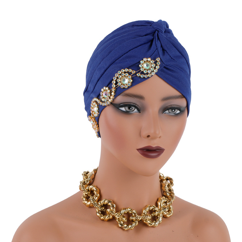 Casquette turban pour femmes musulmanes, hijab, écharpe de sauna islamique, bonnet, diamants africains, couvre-chef, mode