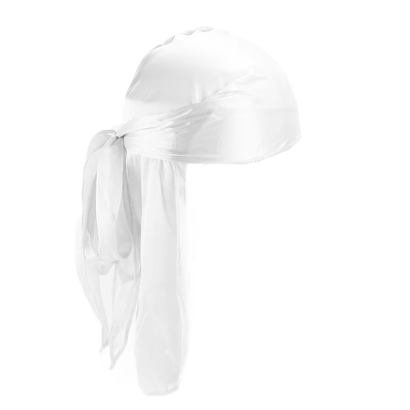 Bonnet Durag en soie pour hommes, Bandana soyeux Du Rag Doo Rag, casquette à longue queue ondulée