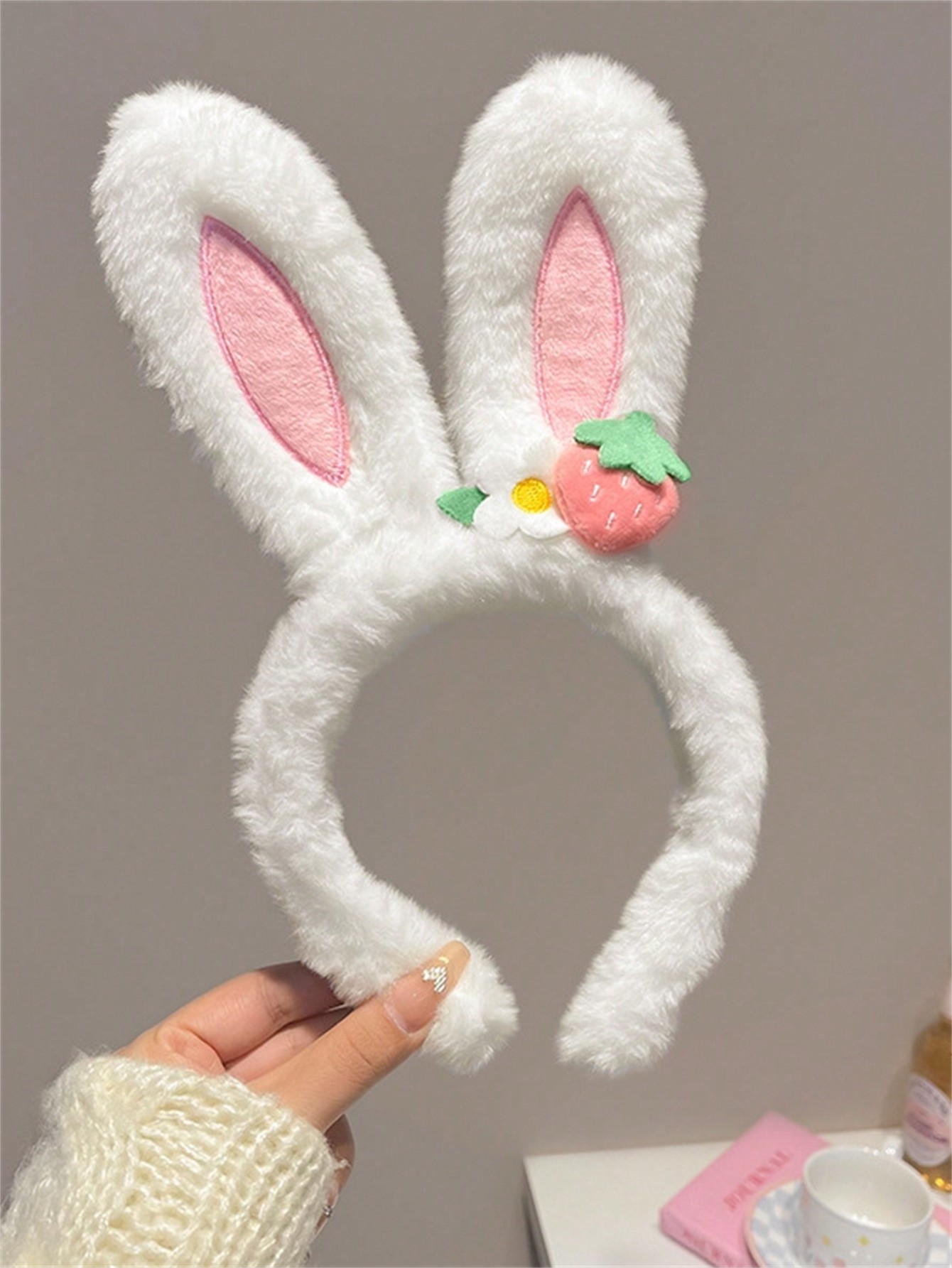1 bandeau pour cheveux, mignon, grandes oreilles de lapin, pour femmes, nouvelle carte de cheveux en peluche pour le lavage du visage, automne et hiver 2024