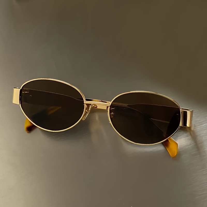 Lunettes de soleil ovales tendance pour femmes 2026 – Monture métallique de luxe de marque, style vintage rond, unisexe, classiques pour dames