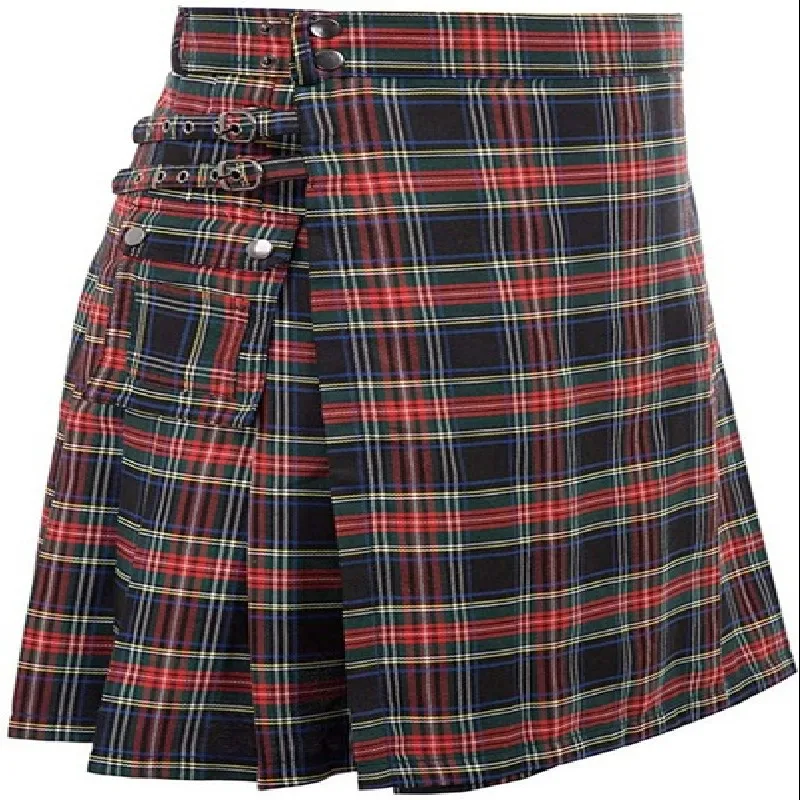 Kilt pour hommes, Kilt utilitaire, Kilt hybride en jean 100 % coton, Kilt d'Halloween traditionnel en tartan plissé en boîte moderne pour hommes