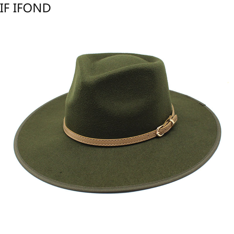 Chapeaux Fedoras en laine pour femmes, kaki, Camel, à large bord, Vintage, robe formelle d'église, chapeaux Jazz à la mode