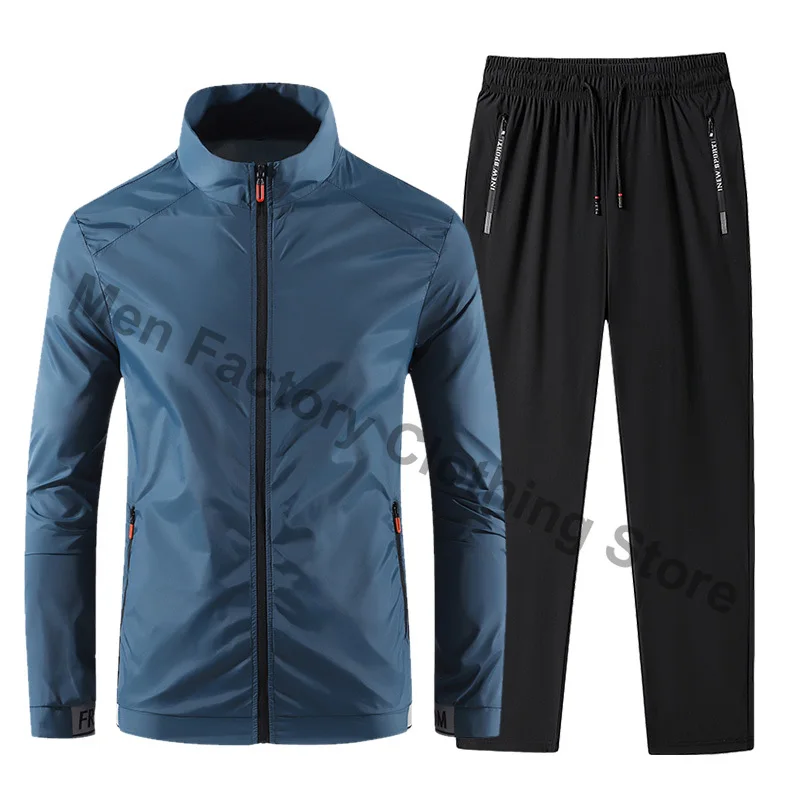 2025 vêtements de sport pour hommes printemps été survêtement 2 pièces ensembles sport costume soleil veste + pantalon ensemble de course mâle gymnastique exercice vêtements