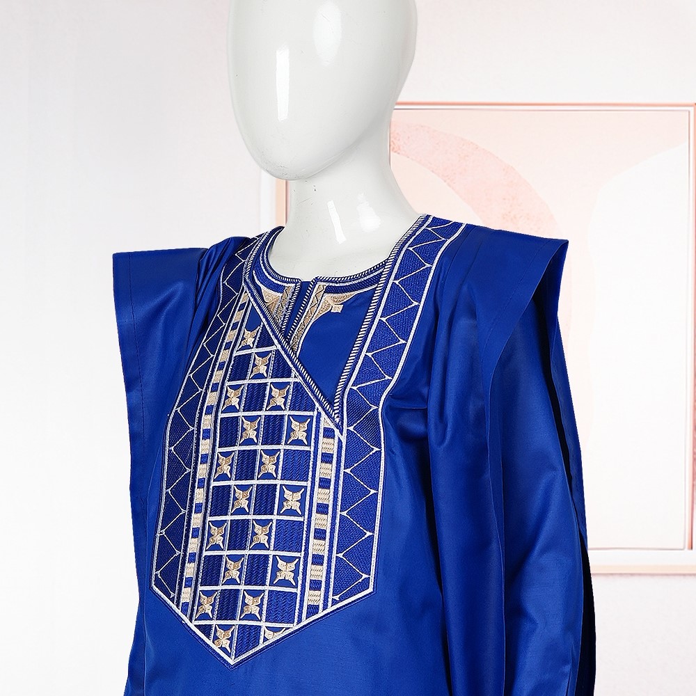 H & D – vêtements africains pour enfants, Ankara Dashiki traditionnel pour garçons de 2 à 10 ans, 3 pièces, broderie Thobe, mode Bazin, caftan bleu 2025