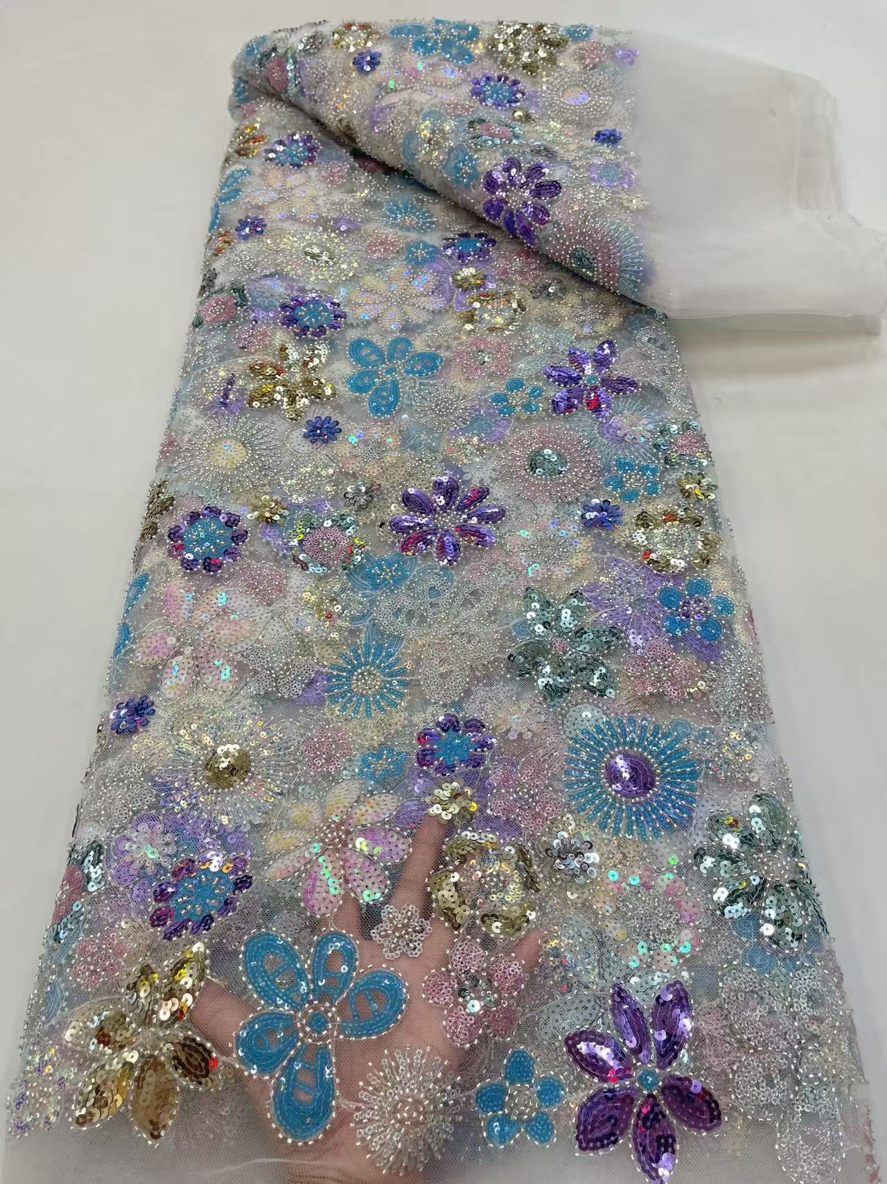 Perles de luxe maille dentelle tissus rose dentelle nigérian africain Tulle 2026 français Tulle perlé Net dentelle pour les femmes robe de soirée M67-1