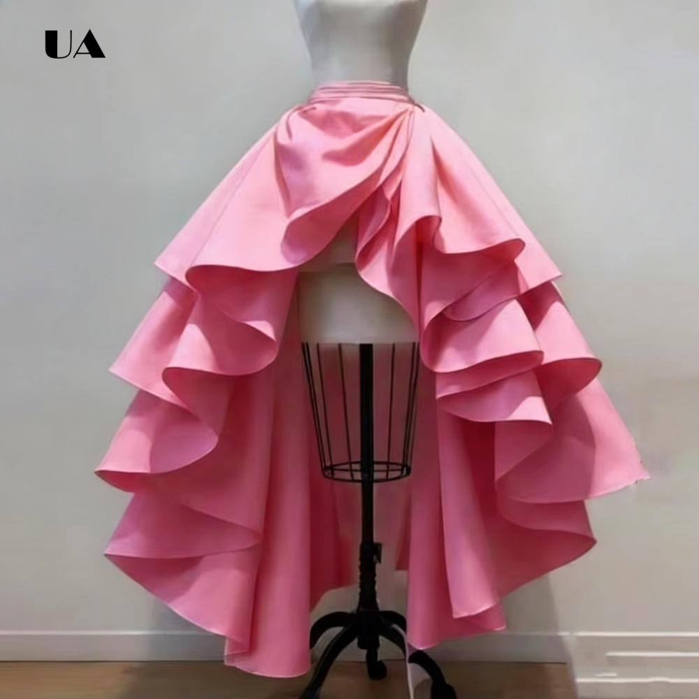 Jupe Hi-lo à la mode pour femmes, jupe élégante à volants en Satin, jupe de bal trapèze taille haute