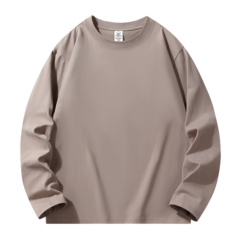 T-shirt à manches longues 100 % coton pour homme, col rond, coupe ample, décontracté, tendance, printemps-automne