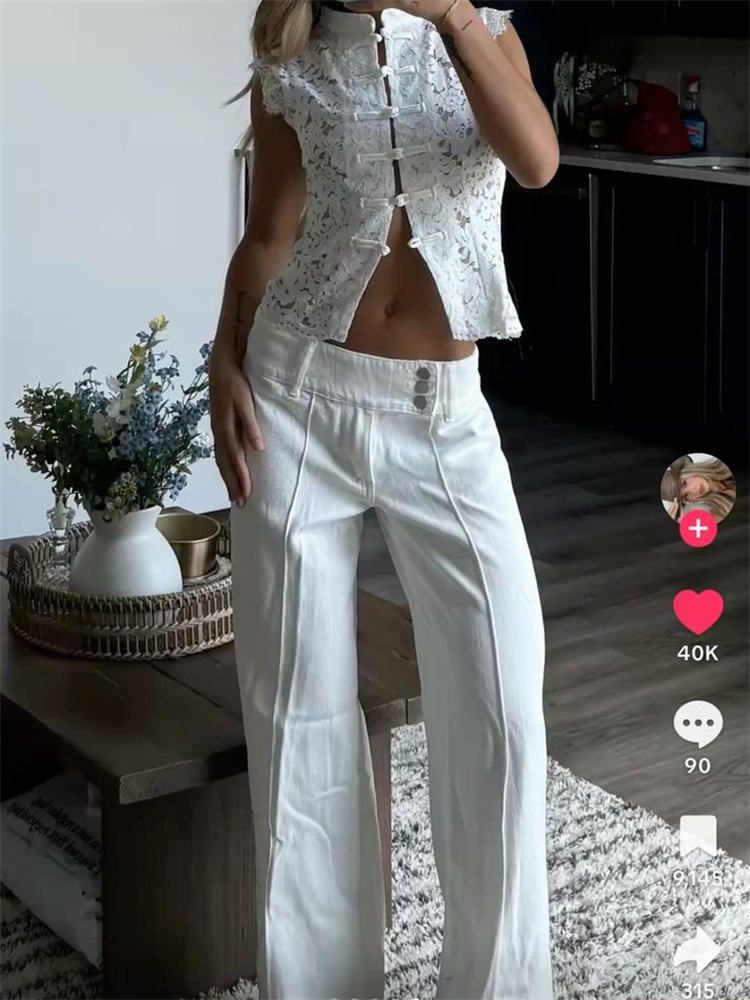 Gilet en dentelle sans manches sexy Y2K pour femmes, élégant, col haut, épaules dénudées, transparent, boutonné, hauts fins, veste de vacances pour femmes, veste de rue