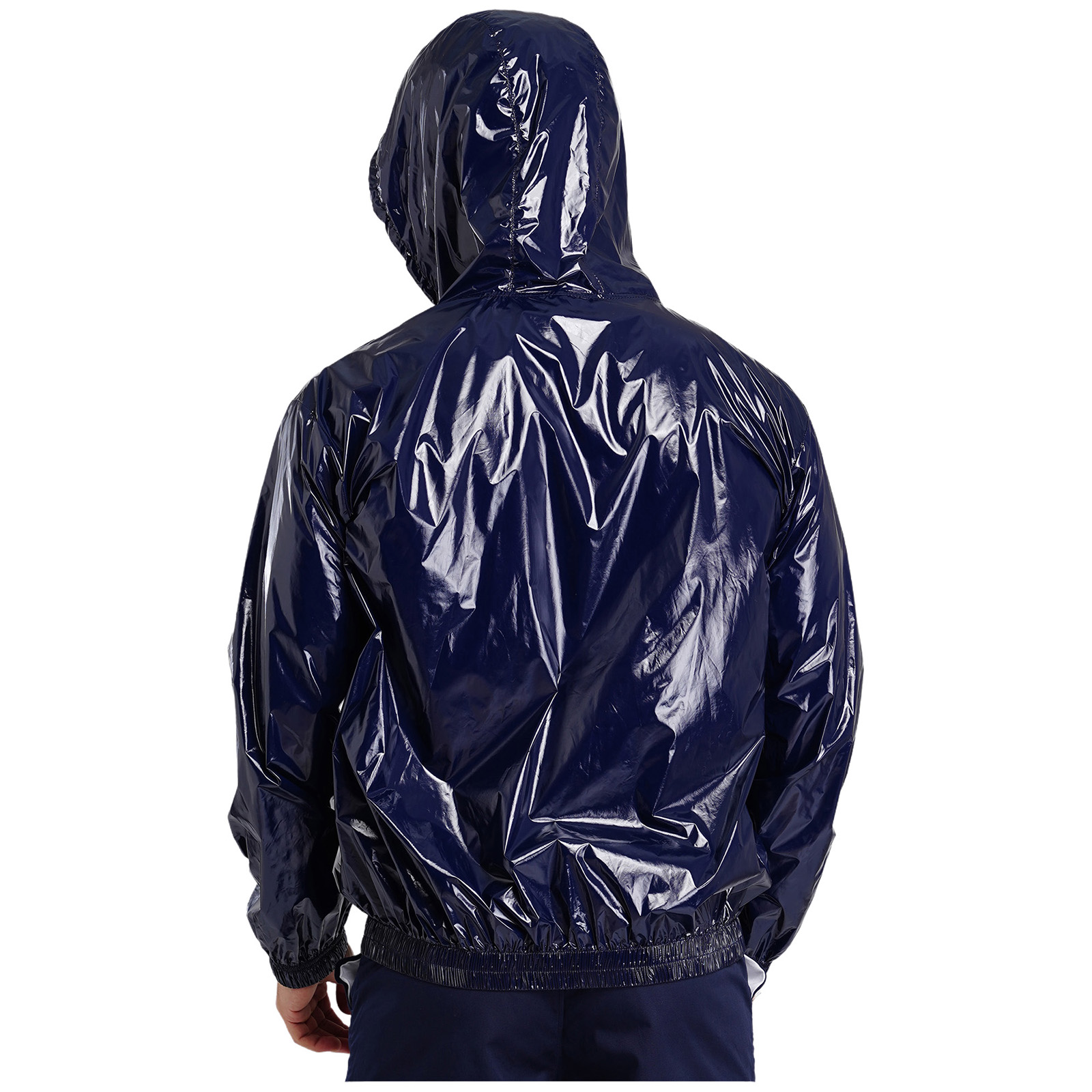 Veste imperméable à capuche pour homme, manches longues, fermeture éclair sur le devant, capuche à cordon de serrage, vêtement d'extérieur coupe-vent, imperméable, pour randonnée et pêche