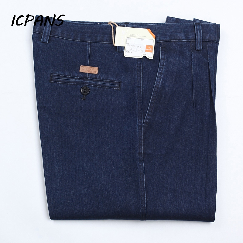Jean denim bleu pour homme, classique, taille haute, droit, grande taille 30-42 44 46, automne 2019