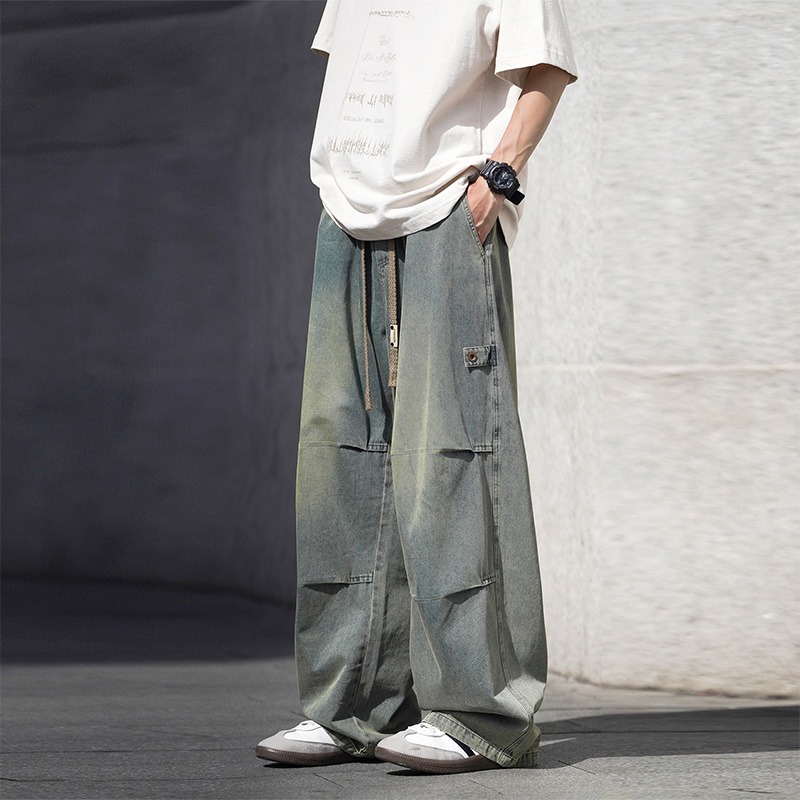 Pantalon homme, jeans homme, tendance américaine, décontracté, coupe droite, pantalon de travail, coupe ample, printemps été