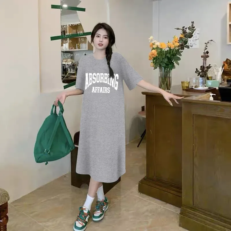 Robe d'été ample et décontractée à manches courtes pour femmes, mode coréenne, grande taille