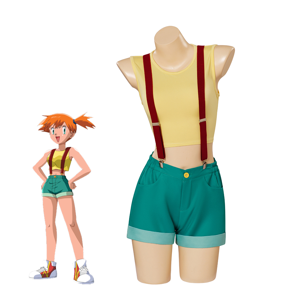 Costume de cosplay Anime Misty, tenue décontractée pour femmes, fête d'Halloween, carnaval, haut jaune et short