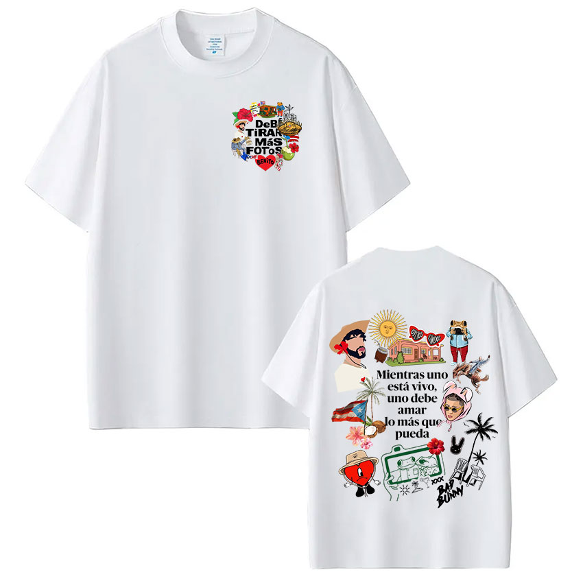 T-shirt Rapper Bad Bunny Debi Tirar Mas Fotos DTMF, vêtements pour hommes et femmes, mode Hip Hop, T-shirt surdimensionné décontracté en coton