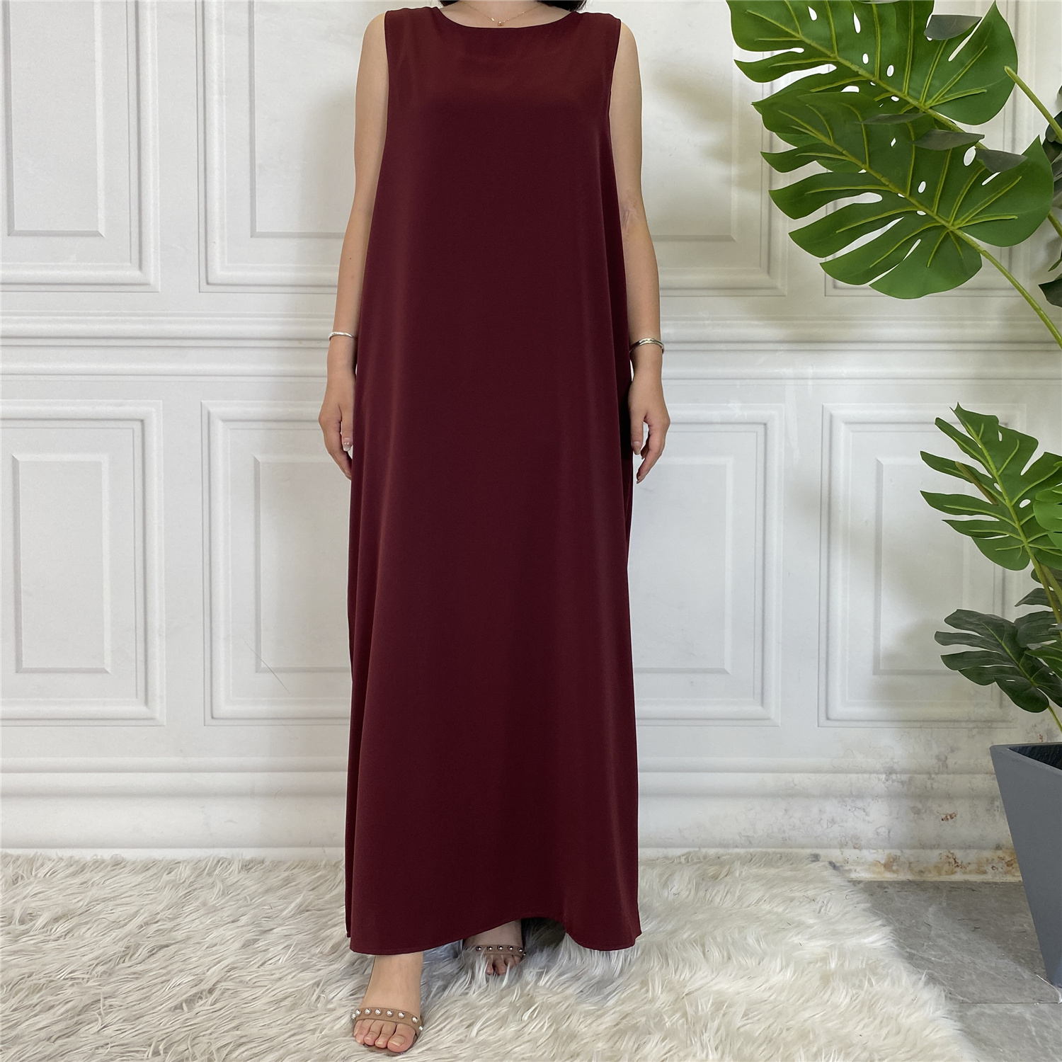 Robe Longue sans Manches de Type Abaya Musulman pour Femme, Robe de Soirée Modeste en Caftan Marocain de Plusieurs Couleurs, Produit Islamique, Nouvelle Collection