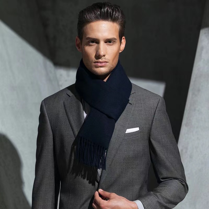 Écharpe 100% laine pour hommes et femmes, haute qualité, couleur unie, pompon, automne hiver, affaires, polyvalent, classique, chaud, doux, silencieux pour Couples