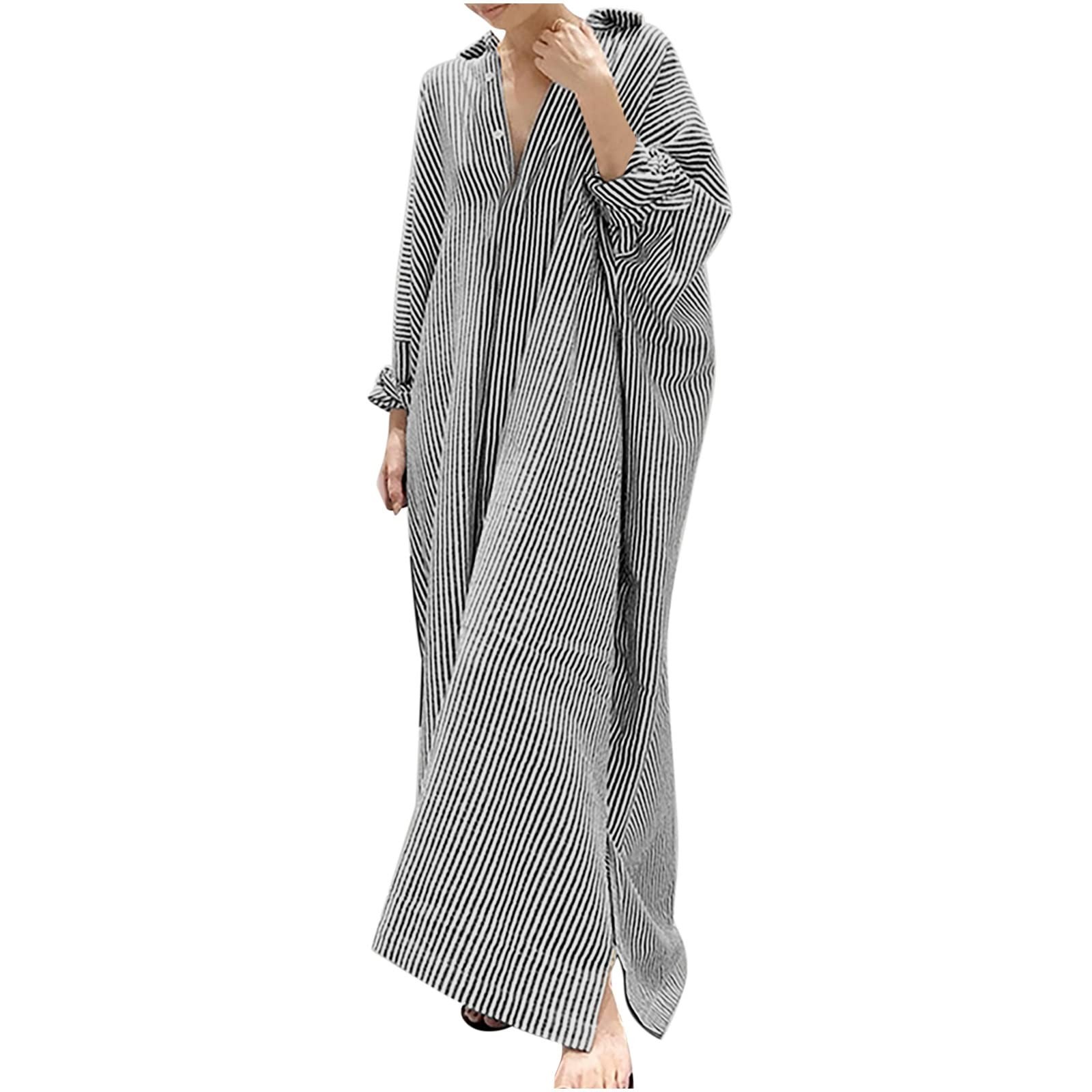 Robe d'été en coton à rayures pour femmes, tenues élégantes, chemise décontractée, robes Maxi, robes pour occasions formelles, robe éducative 138