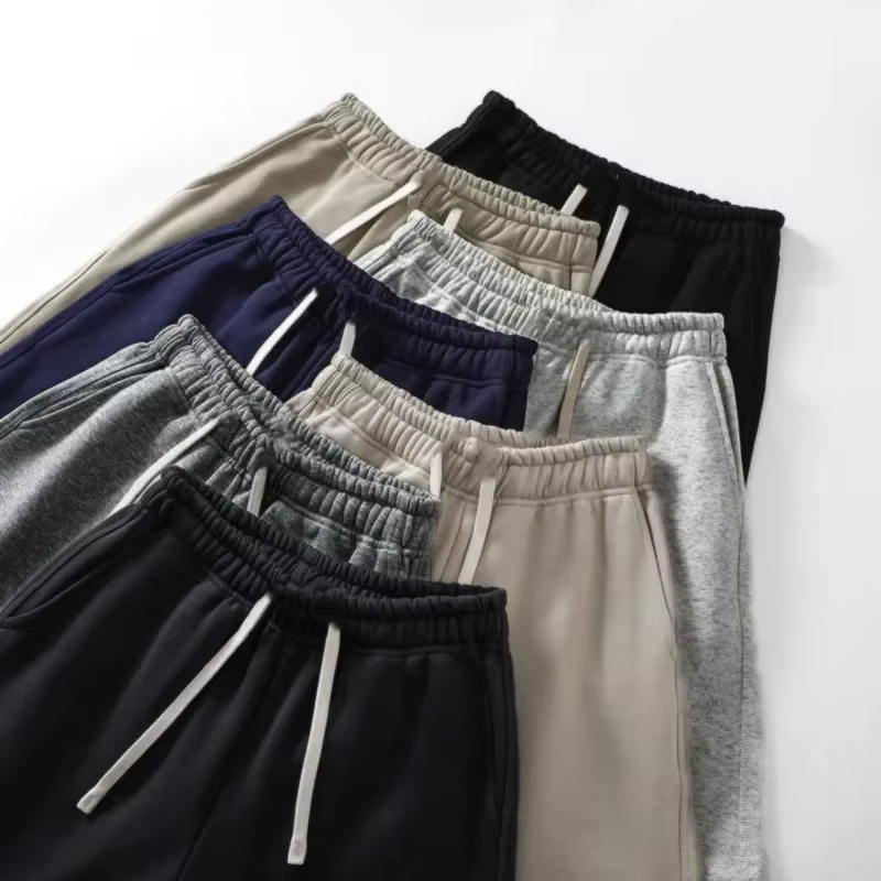 Short de sport pour hommes quatre saisons Fitness ample pur noir tricoté coton short décontracté Streetwear short de sport