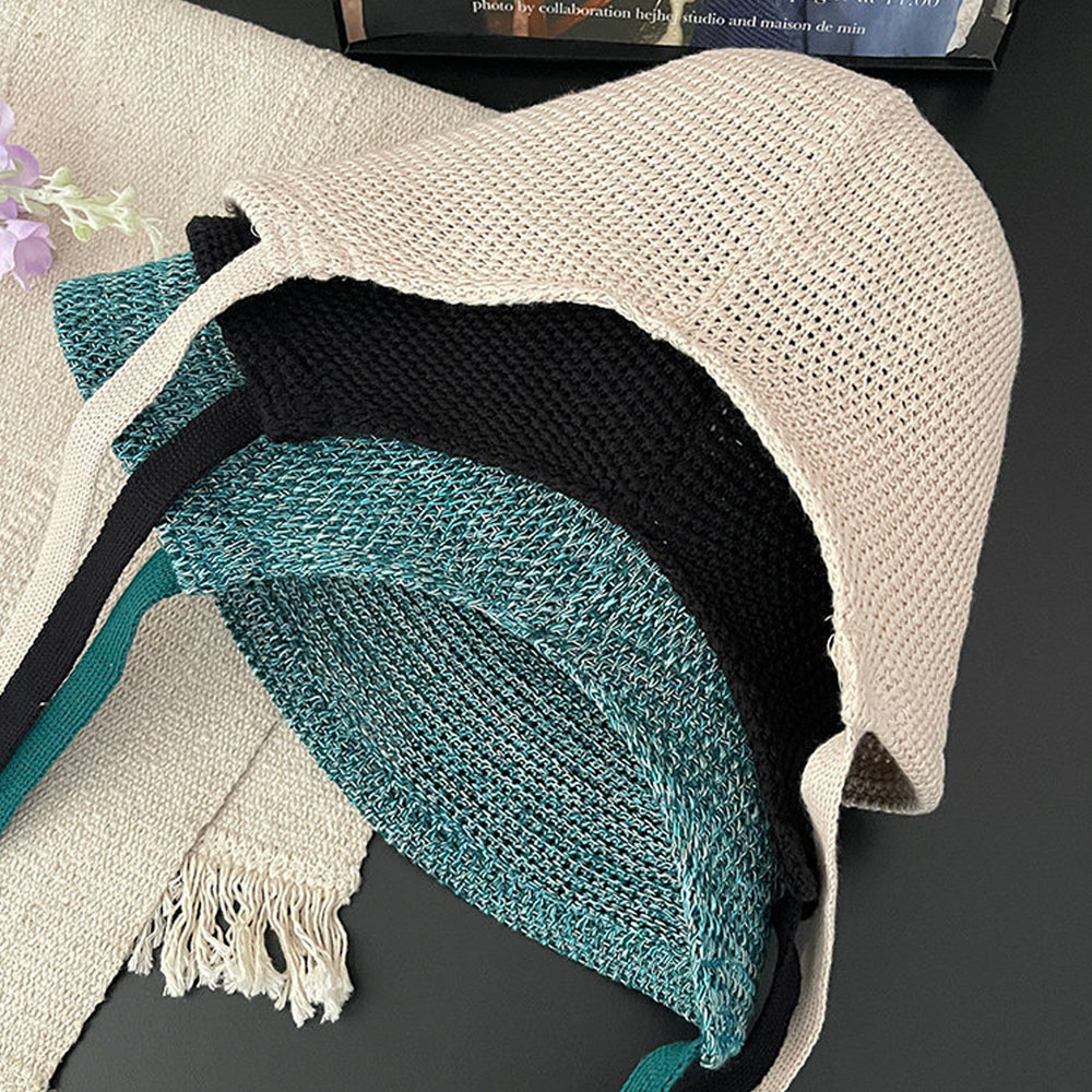 Chapeau Bob Tricoté Style Ethnique pour Femme, Chapeau de Pêcheur Respirant Creux pour l'Été, Grande Circonférence de Tête, Protection Solaire Extérieure
