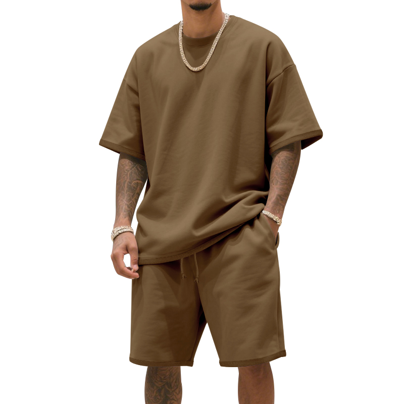 Ensemble de vêtements deux pièces pour hommes, t-shirt ample à col rond et short, vêtements de sport décontractés, parfait pour l'été
