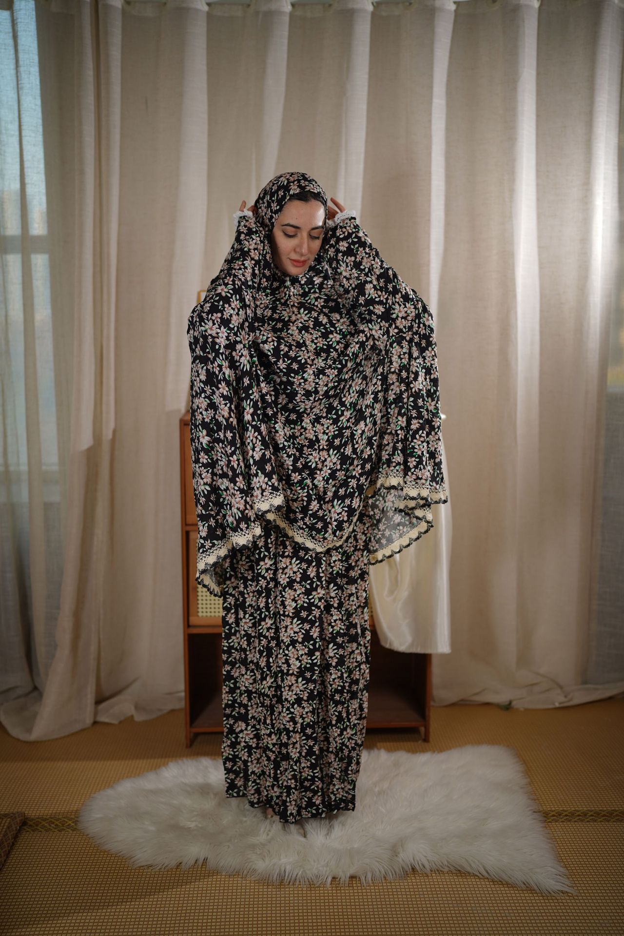Tenues musulmanes deux pièces pour femmes, imprimé de fleurs de prière, longues chemises à capuche, Hijab, jupe maxi, ensembles de jupes pour femmes, Ramadan, Maroc, musulman