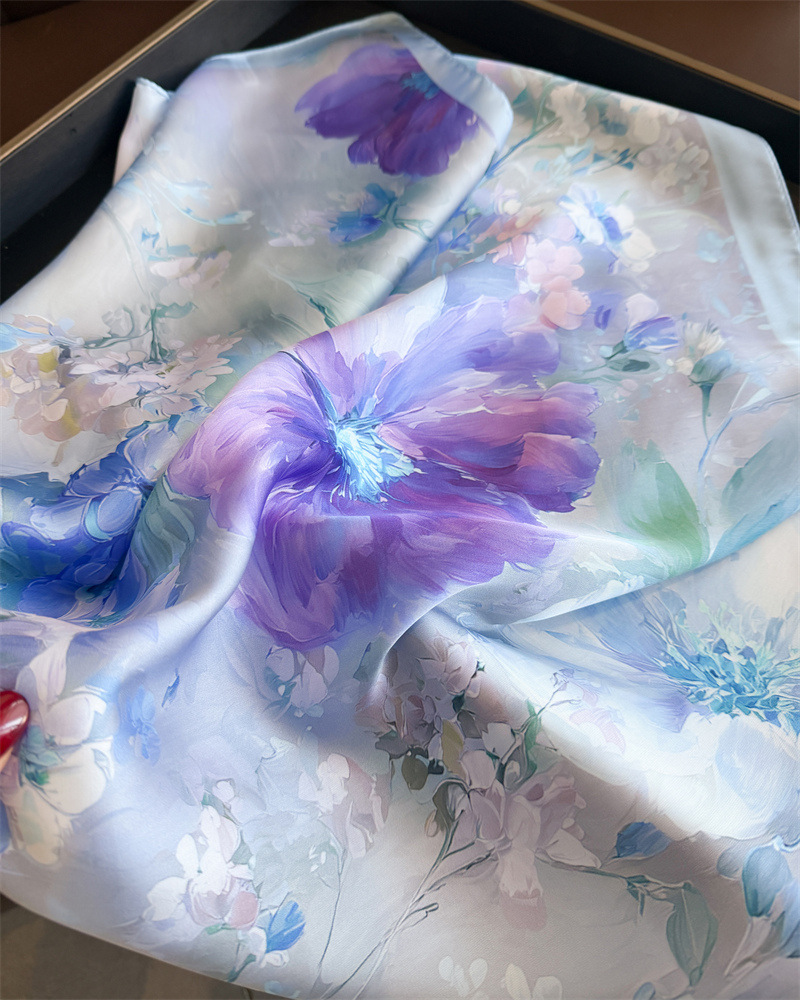 Nouveau Foulard Carré en Satin à Imprimé Floral 2026 pour Femme, Écharpe Douce, Voile, Hijab, Décoration Toutes Saisons, Lien de Cou