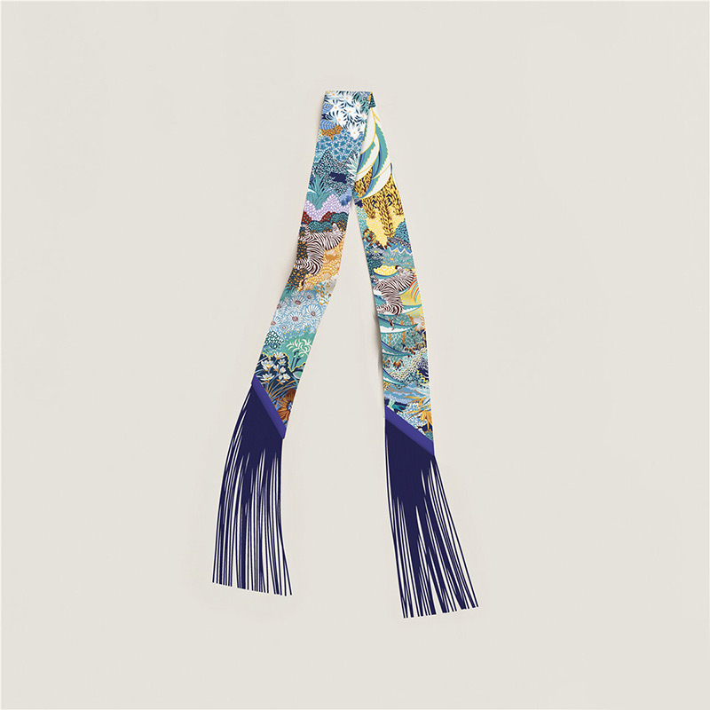 Longue écharpe à imprimé floral avec franges, décoration de sac pour femme, foulard vintage élégant, bandana, accessoire de mode quotidien