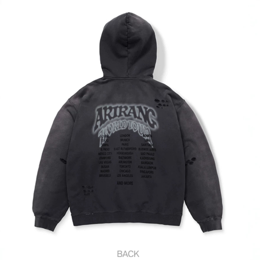 Veste streetwear décontractée pour femme et homme, vêtements de mode, sweat à capuche brodé ARIRANG, cardigan ouvert noir délavé vintage