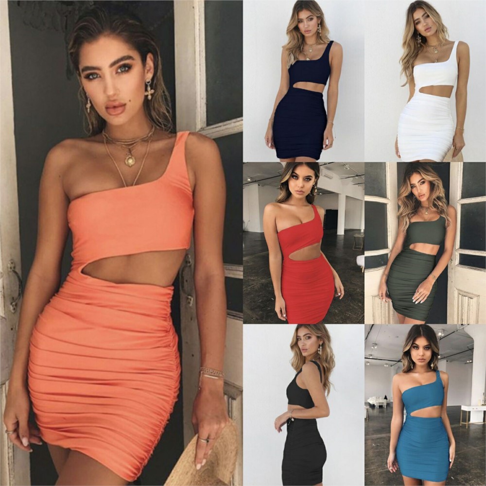 Robe moulante asymétrique et sexy pour femme, idéale pour les soirées en boîte de nuit