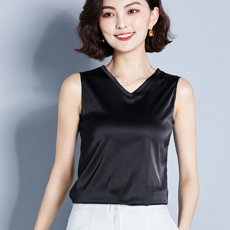 Nouvelle Blouse Sans Manches en Soie Imitée pour Femme, Haut Sexy à Col Halter