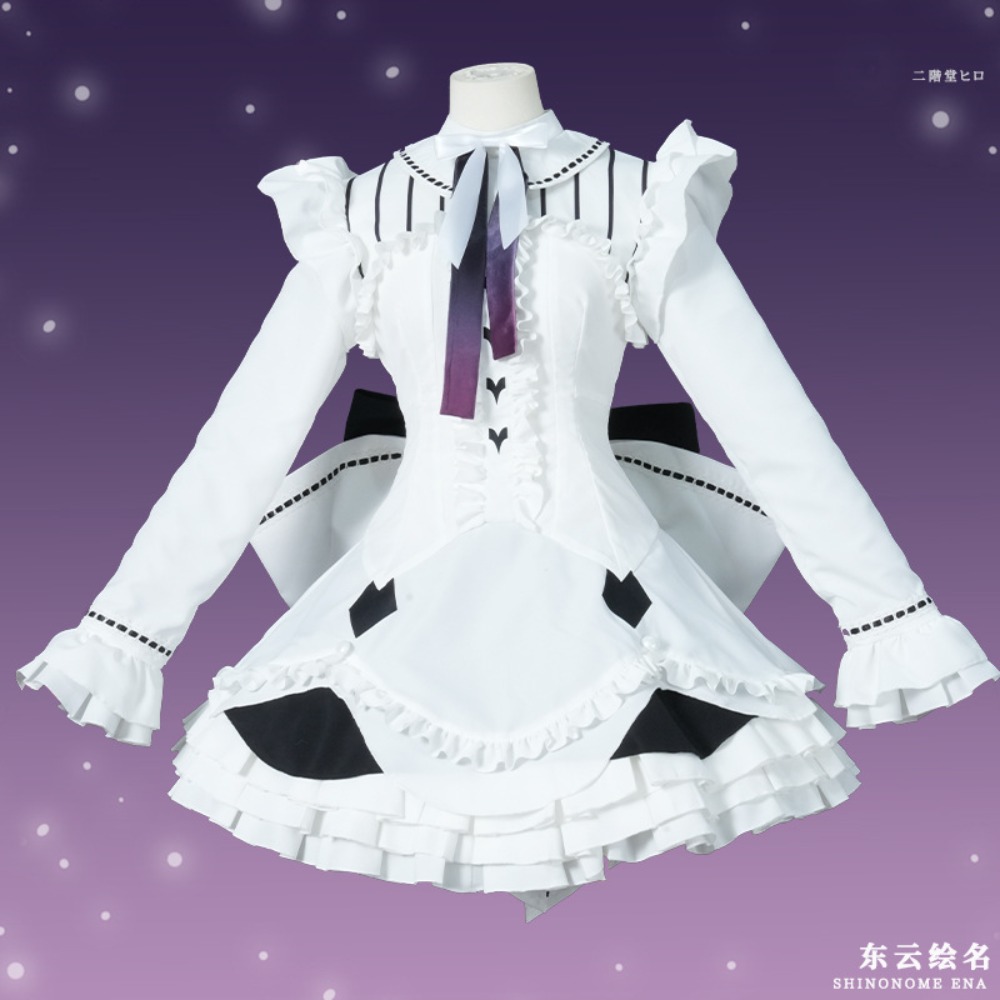 Costume de cosplay Ena Shinonome Kanade Yoisaki, idole chantante virtuelle, robe blanche, accessoires nœud, tenue de scène pour Comic Con