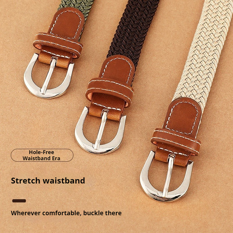 Ceinture élastique et tissée pour femme, polyvalente et décontractée, en denim, pour homme et femme