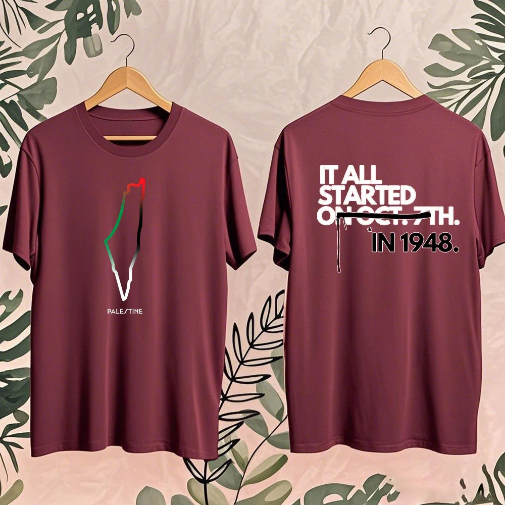 Chemise palestinienne couleur pastèque 2025 manches courtes T-Shirt en coton décontracté pour hommes femmes arabe Shemagh graphique t-shirts
